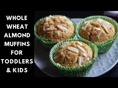 Whole Wheat Almond Muffins Recipe for Toddlers and Kids | Badam Cupcakes Recipe with wheat flour