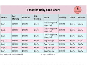 6 Months Baby Food Chart with Indian Baby Food Recipes