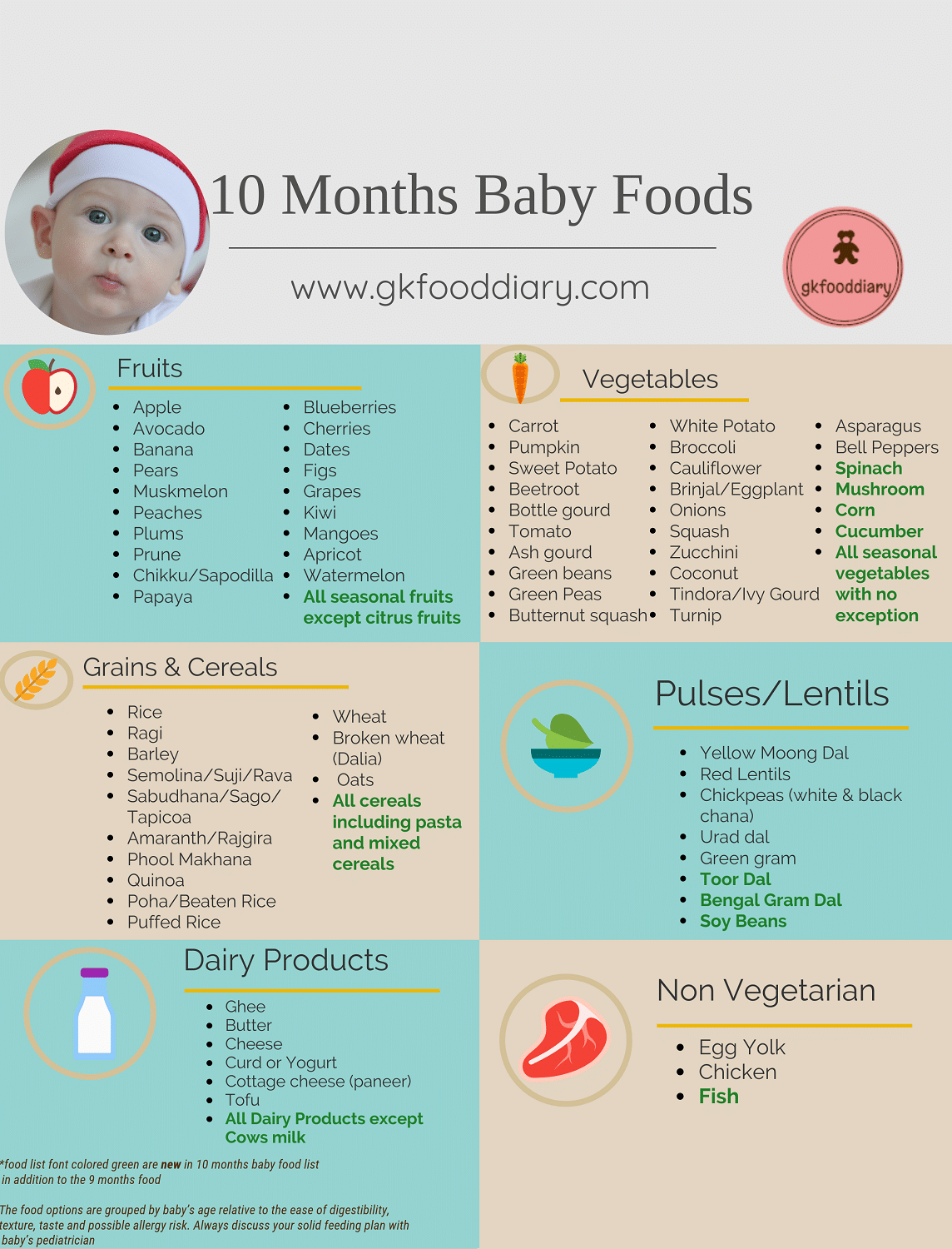 10 Months Indian Baby Food Chart | Meal Plan or Diet Chart for 10