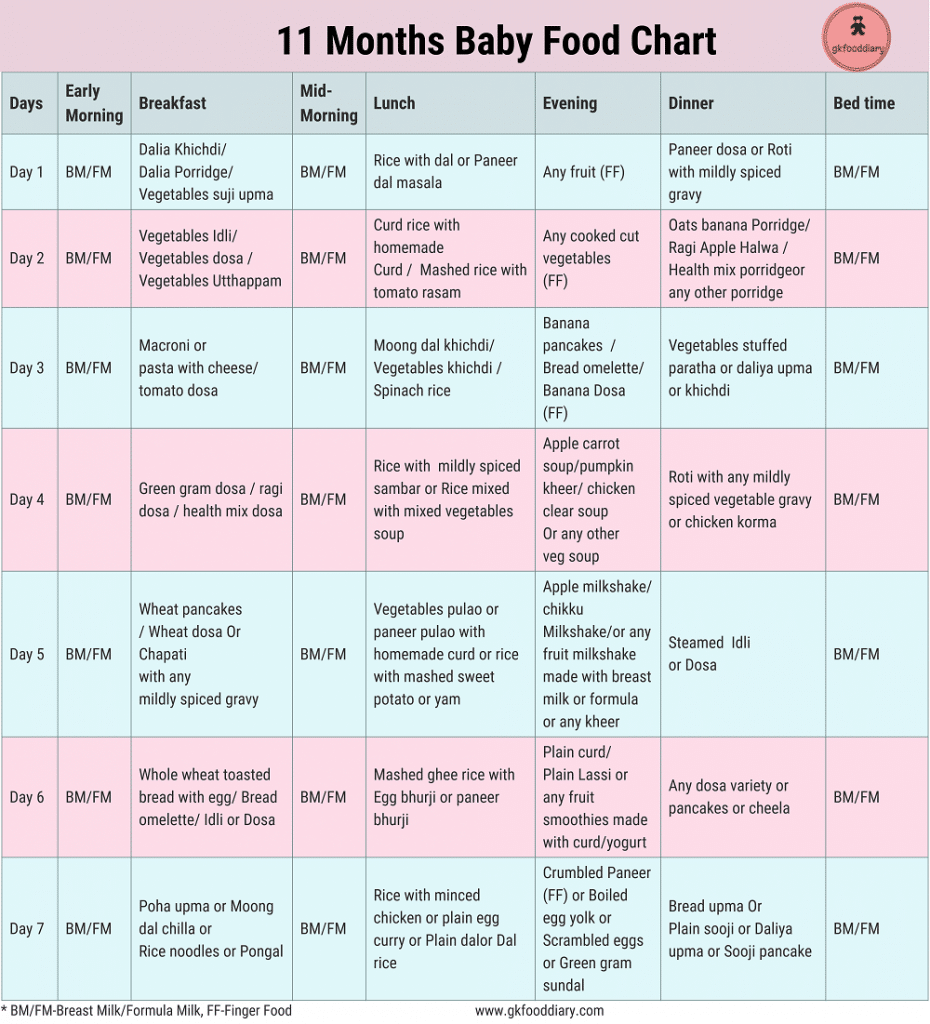 11 Months Baby Food Chart 11 Months Baby Food Options