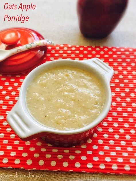 Oats Apple Porridge Recipe for Babies, Toddlers and Kids