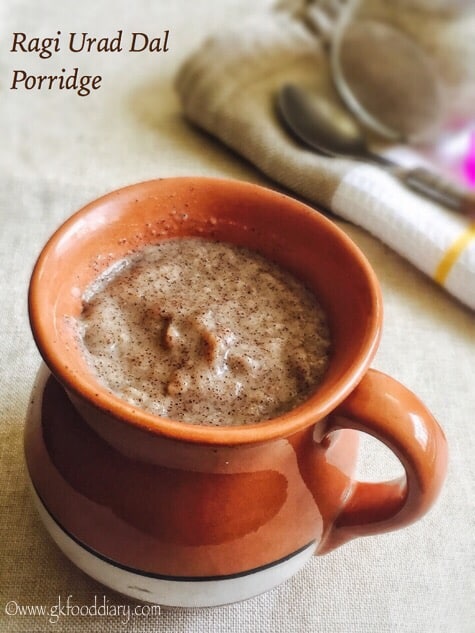 Ragi Urad Dal Porridge Recipe for Babies, Toddlers and Kids