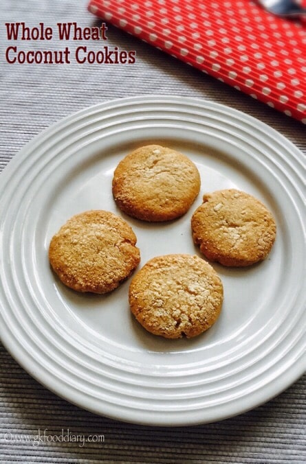 Whole Wheat Coconut Cookies Recipe for Toddlers,Kids 