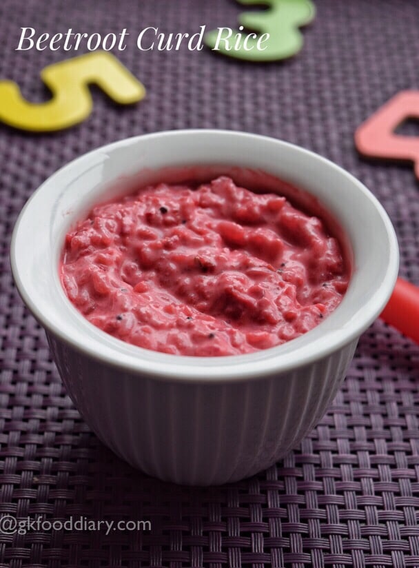 Beetroot Curd Rice Recipe for Babies, Toddlers,Kids