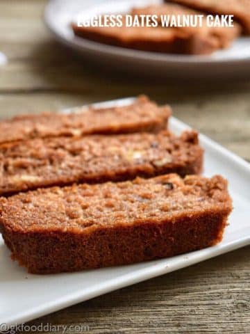 Eggless Dates Walnut Cake Recipe for Toddlers and Kids