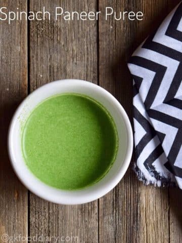 Spinach Paneer Puree Recipe for Babies