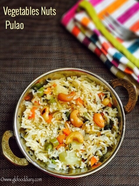 Coconut milk collection - Vegetables Nuts Pulao Recipe for Toddlers Kids