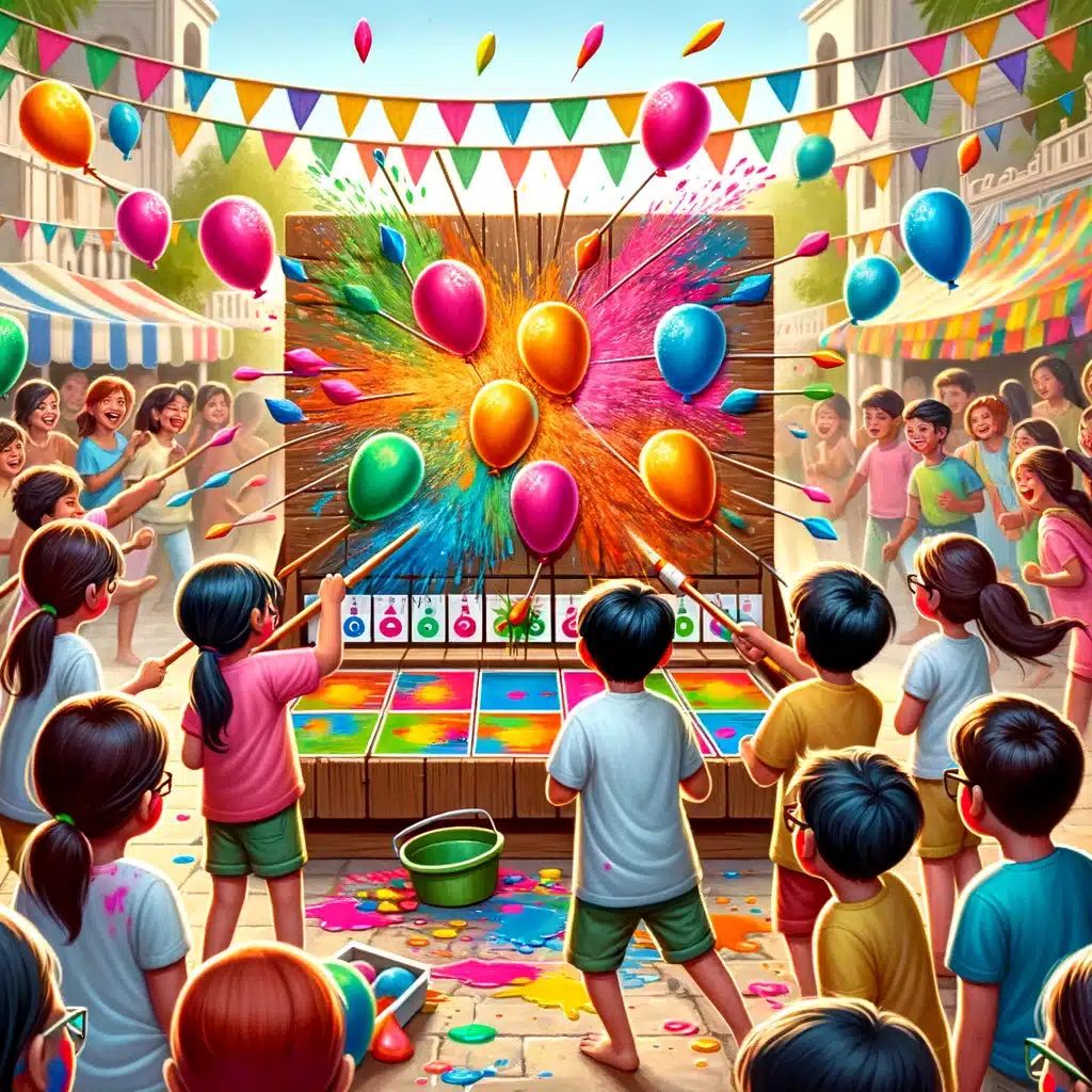 Holi Game with kids  Balloon Pop Colors