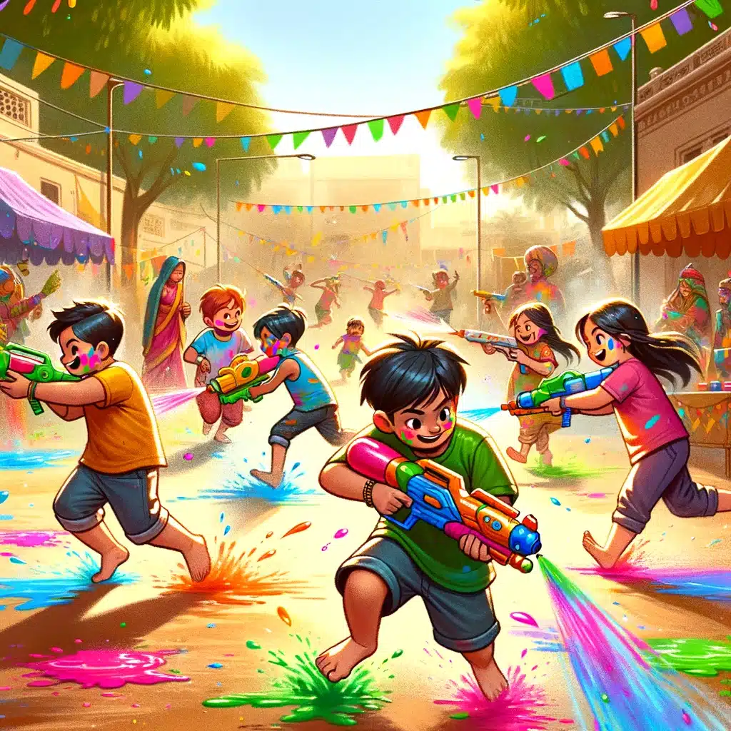 Holi games for kids with Holi Tag with Colored Water Guns